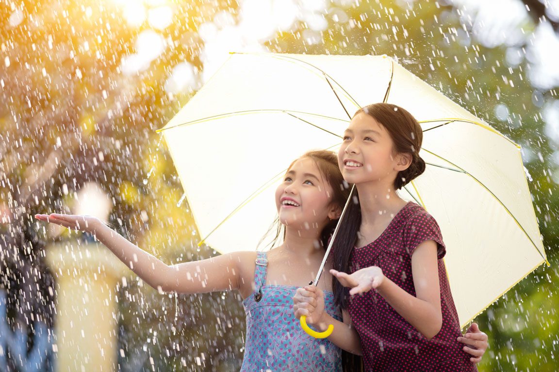 umbrella insurance - girls in the rain